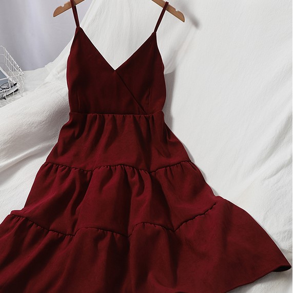 Váy Hai Dây Trơn Ba Tầng Chun Lưng Hàng Quảng Châu V21 | BigBuy360 - bigbuy360.vn