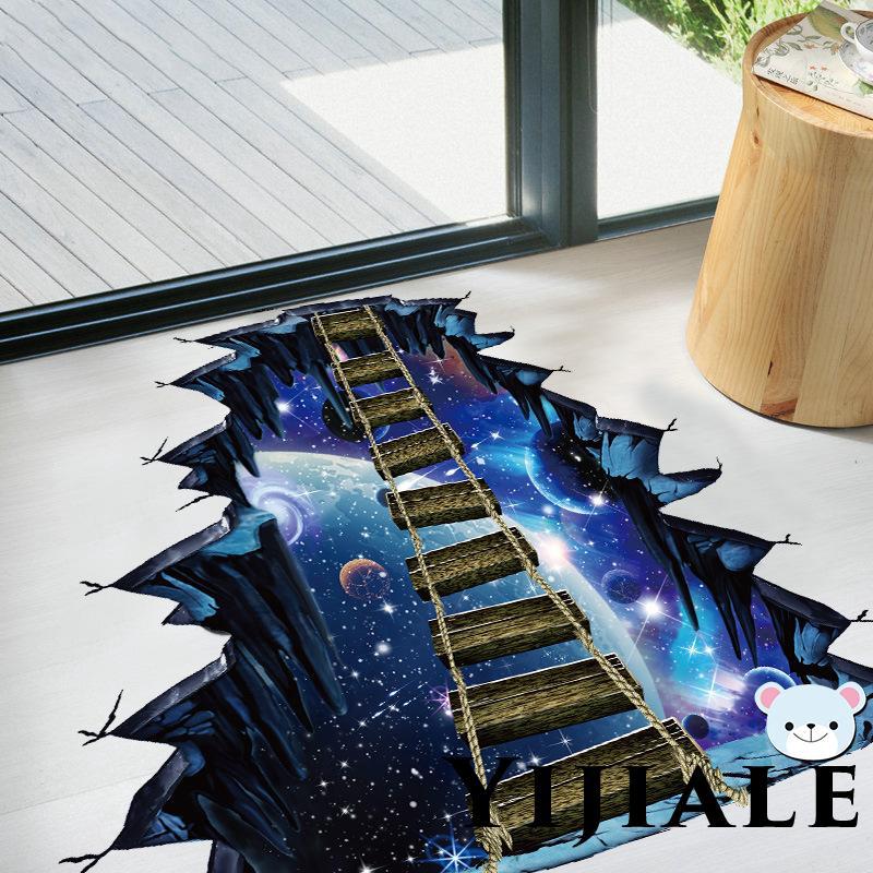 Decal dán tường/sàn nhà tạo hiệu ứng 3D sáng tạo dễ dàng gỡ bỏ chất liệu PVC kích thước 60x90cm