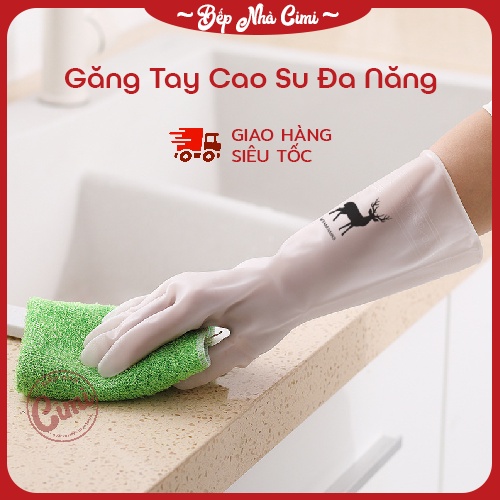 Găng Tay Rửa Bát - Găng Tay Cao Su Hình Hươu Siêu Dai Không Mùi - Bếp Nhà CIMI