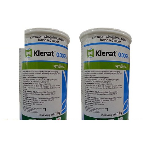 Thuốc diệt chuột sinh học Klerat 0.005% (Sygenta - Thụy Sỹ) Hộp 1kg