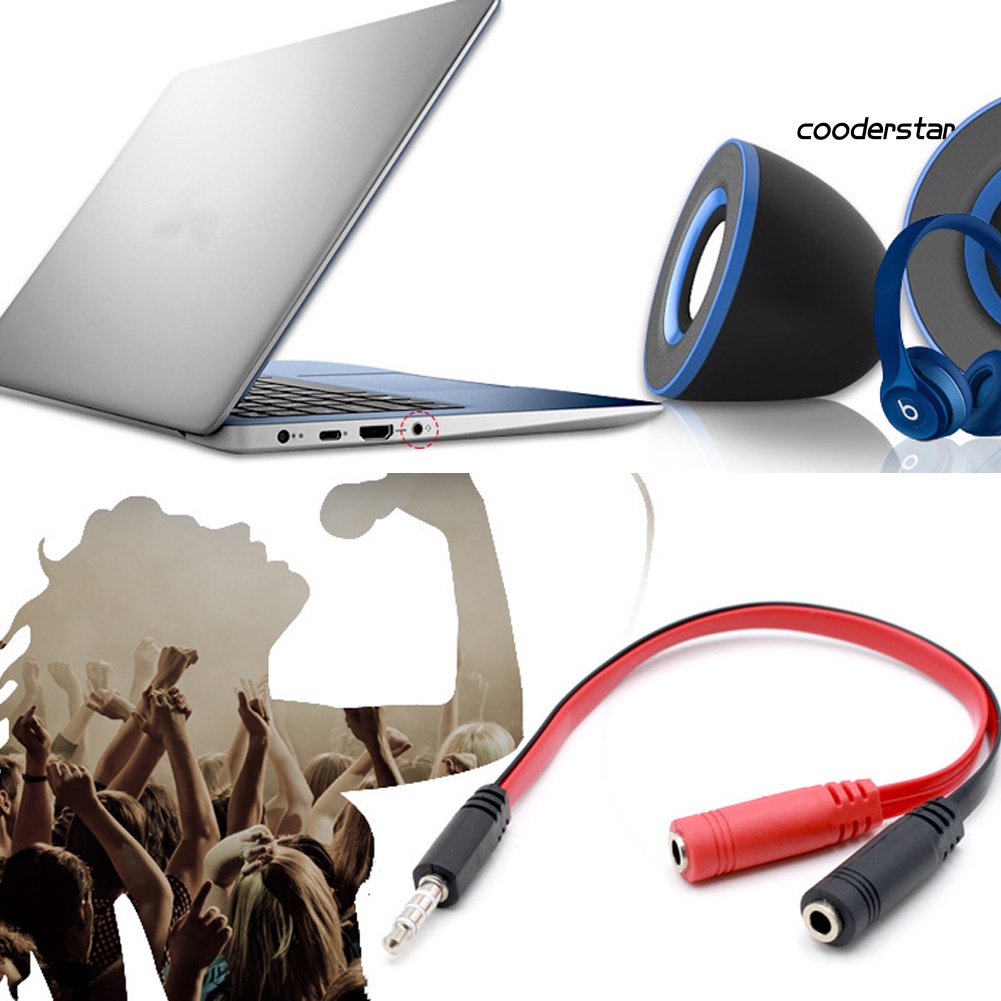 Cáp chuyển đổi từ 1 đầu đực sang 2 đầu cái 3.5mm dành cho điện thoại laptop PC