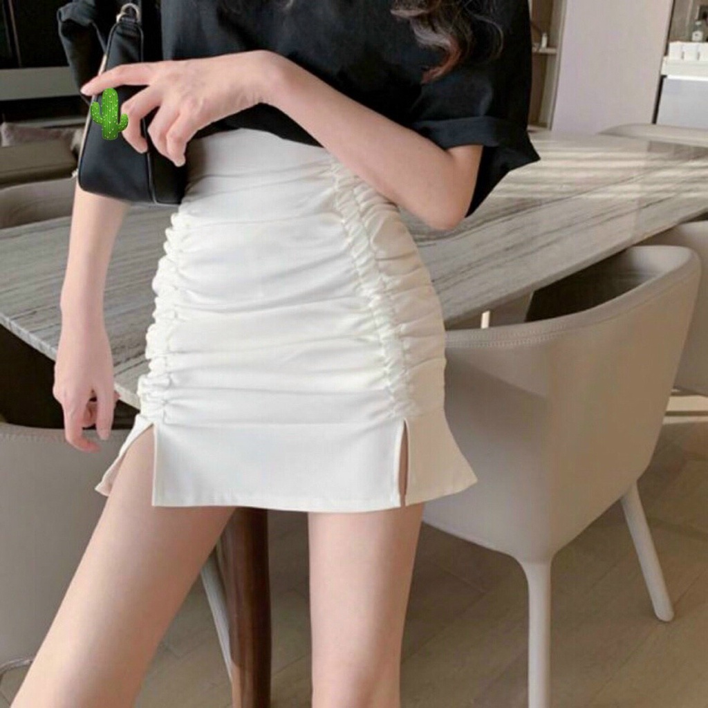 Chân Váy Kaki Nhúng Hai Bên Eo  Xé Tà Dễ Thương TTPK0327