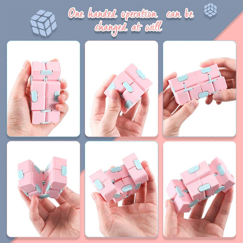 KING 4 Pcs  Mini Unique Infinity Cube Fidget Toy for Kids Adults Office Magic Cube