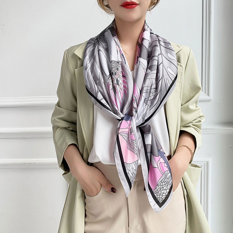 Khăn Choàng Lụa Satin In Họa Tiết Thời Trang Kích Thước 90x90cm Dành Cho Nữ