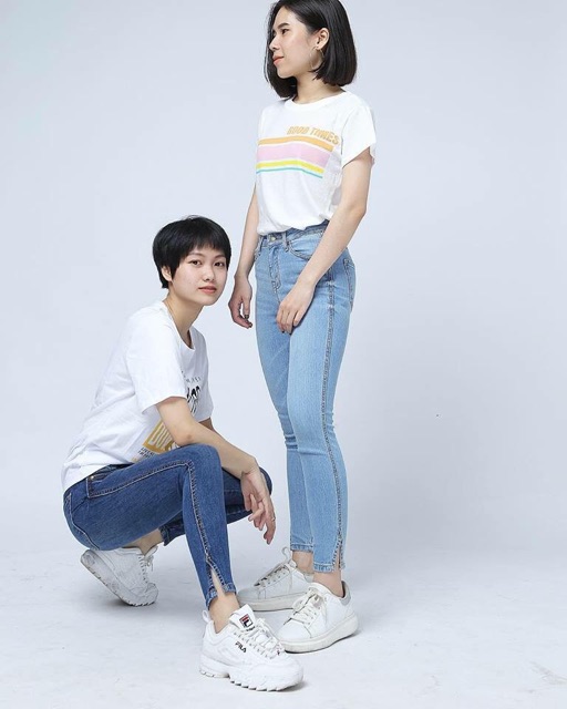 Quần skinny 9 tấc xẻ lai