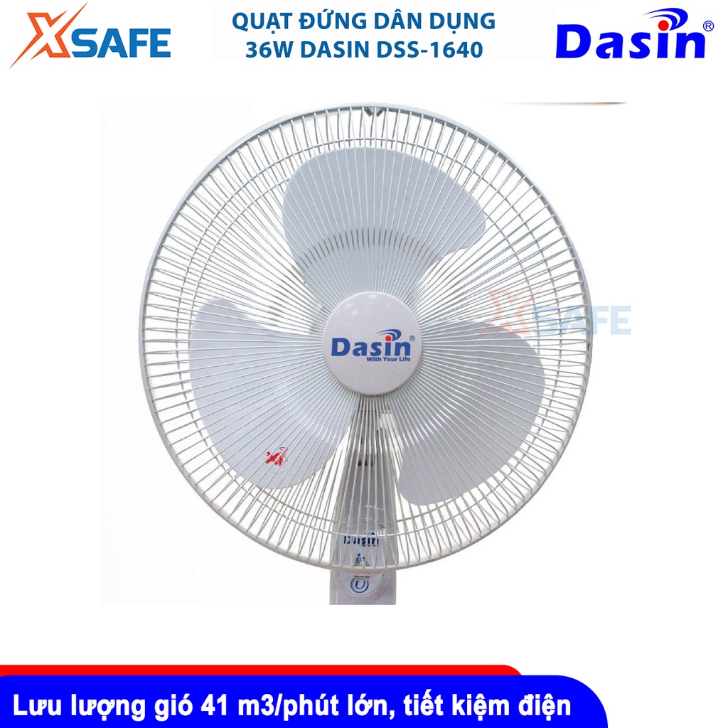 Quạt đứng 36W Dasin DSS-1640, motor dây đồng, mát nhanh, điều chỉnh độ cao thân quạt, chống giật [XSAFE][CHÍNH HÃNG]