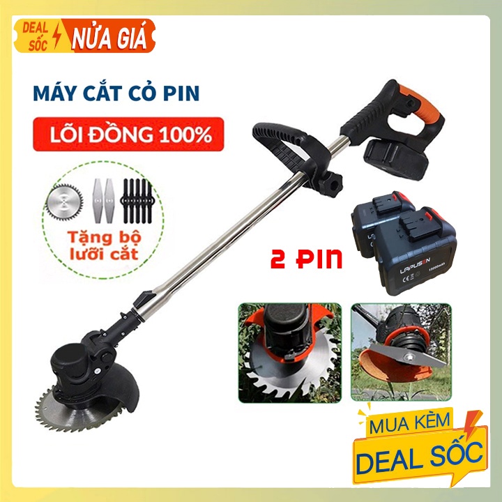 Máy tỉa cành cây trên cao, máy cắt cỏ dùng pin siêu khủng 15 Cell 2Pin [Tặng 8 lưỡi cắt]