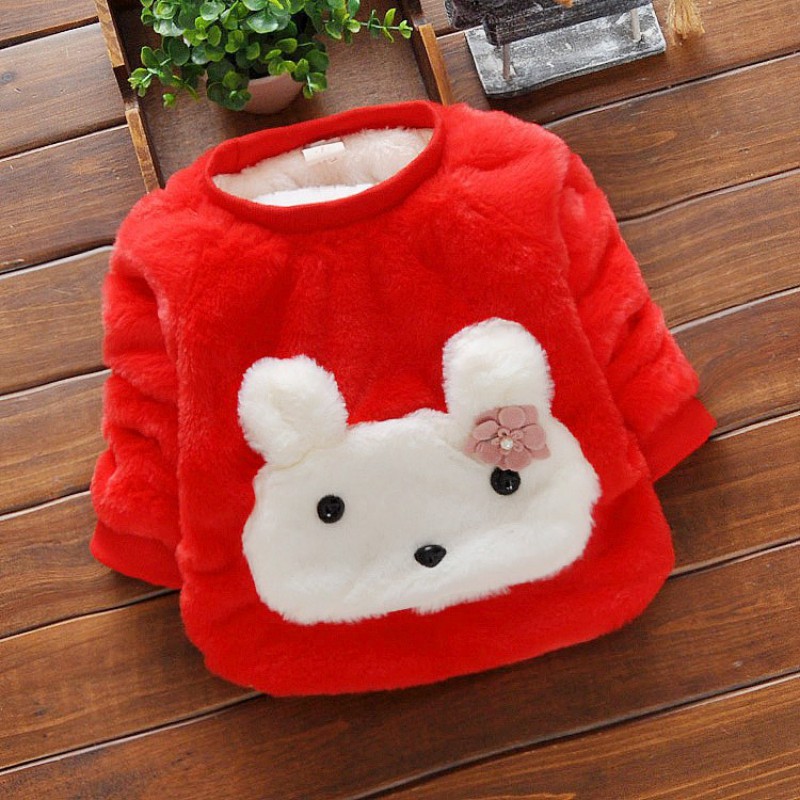 Áo Sweater Vải Nhung Ấm Áp Thời Trang Mùa Đông Cho Bé Gái