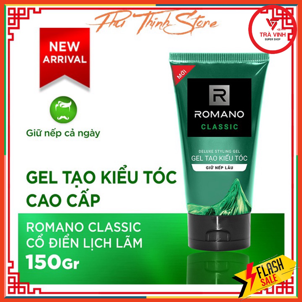 Gel tạo kiểu tóc cao cấp Romano Classic cổ điển lịch lãm giữ nếp cả ngày 150gr