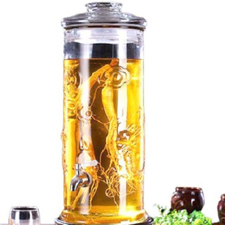 Bình Ngâm Rượu Sâm Thủy Tinh 12 Lít - Dáng Trụ Hoa Văn Rồng