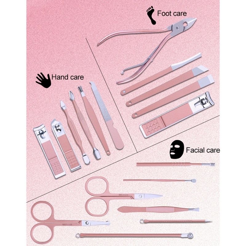 Bộ bấm móng tay 18 chỉ tiết, hàng loại 1, hoàn toàn bằng thép không rỉ, đa sử dụng - soleilshop