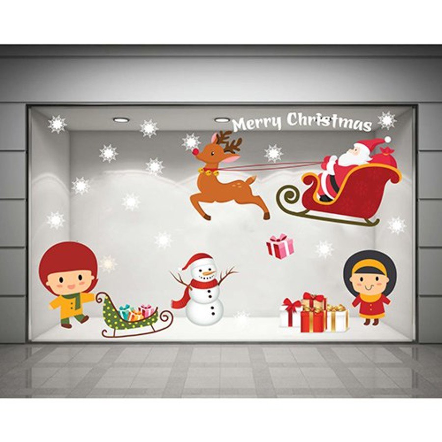 Decal trang trí noel trên cửa kính đẹp 2020 - Giấy dán kính trang trí noel có keo sẵn dễ dán TPHCM