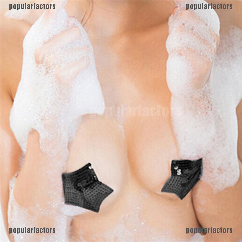 FREESHIP ĐƠN 99K_ PP Ladies Sexy Sequined Tassel Star Stick On Pasties Breast Plain Nipple Covers