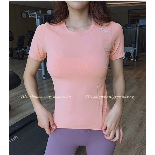 Áo thun nữ tập Gym Yoga 003 Tay Ngắn Vải Co Giãn 4 Chiều Thấm Hút Mồ Hôi Đồ Tập Rẻ Mà Đẹp GYMSTORE