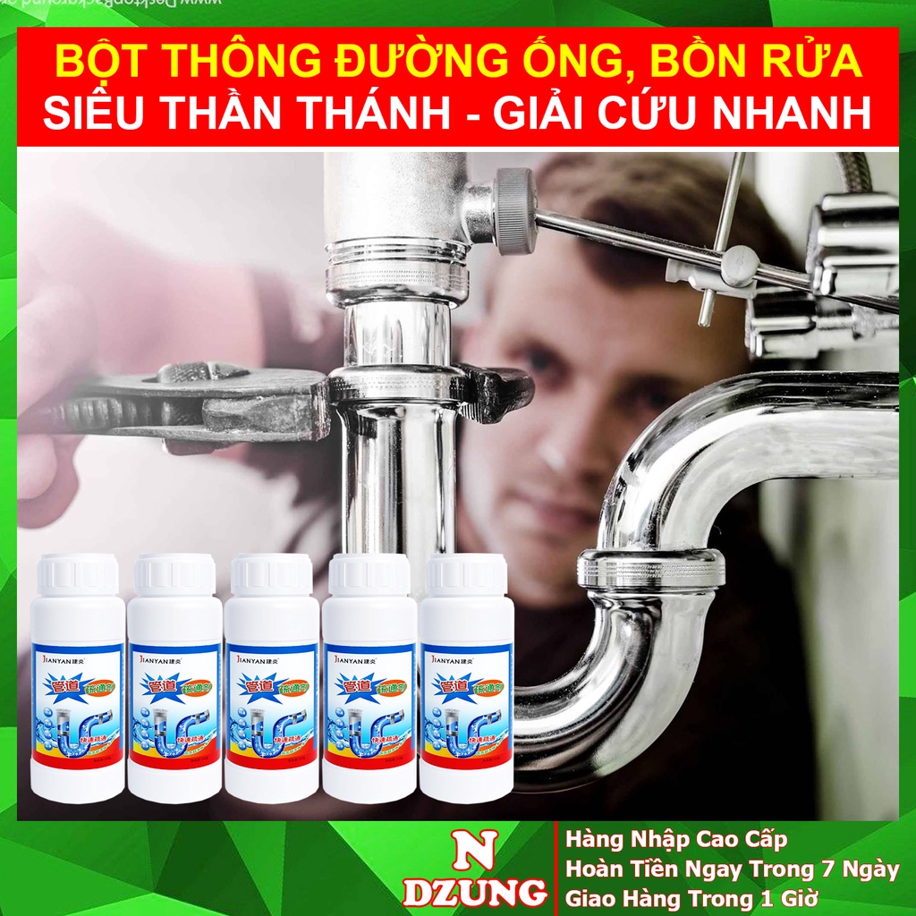 Bột Thông Cống - Bột Thông Cống Cực Mạnh - Thần Thánh Xử Lý Tắc Đường Ống, Bồn Cầu, Bồn Rửa Bát, Ống Nước NDZUNG