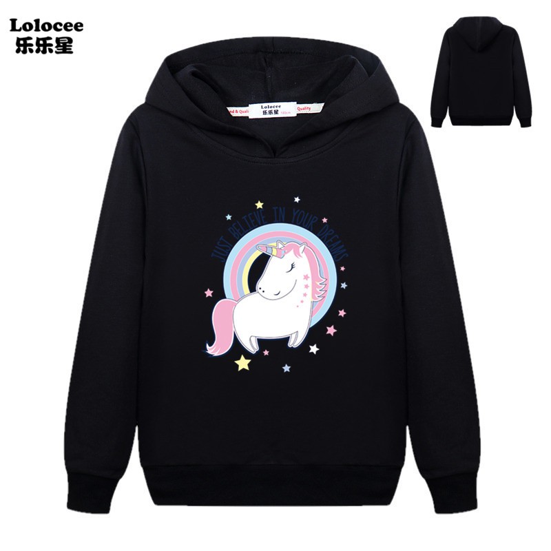 Áo Khoác Hoodie Tay Dài In Hình Kì Lân Cho Bé Gái