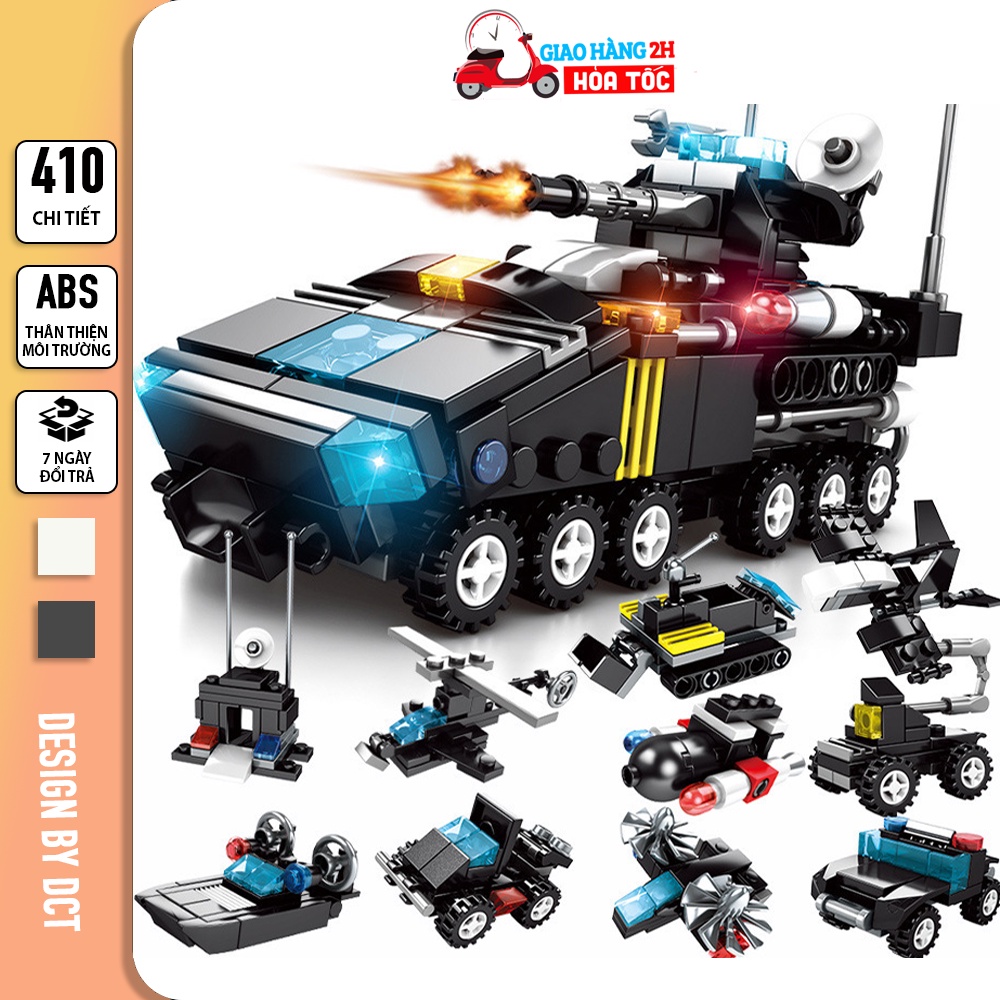 Bộ đồ choi lego Cảnh Sát SWAT gồm xe Quân Đội kèm và trực thăng chiến đấu