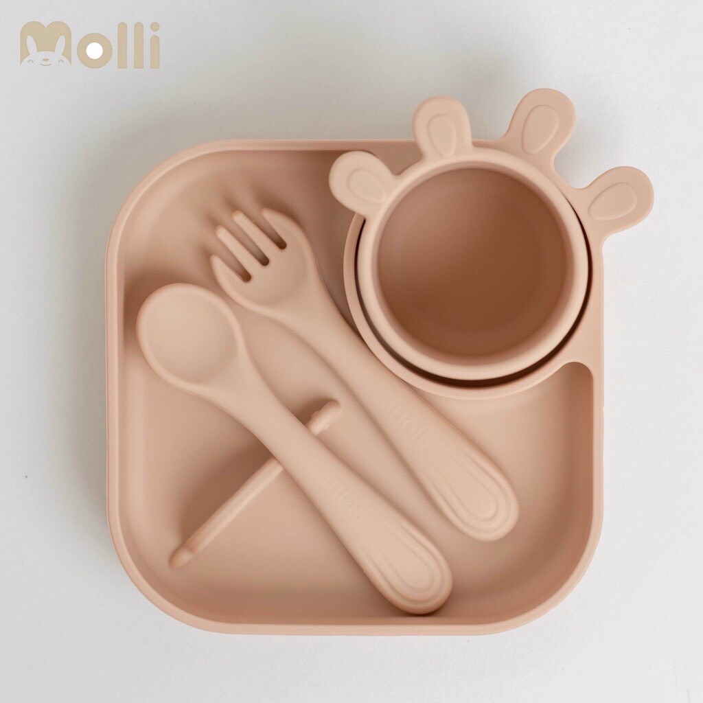 Set Ăn Dặm 4 Chi Tiết Molli Cao Cấp, An Toàn Cho Bé