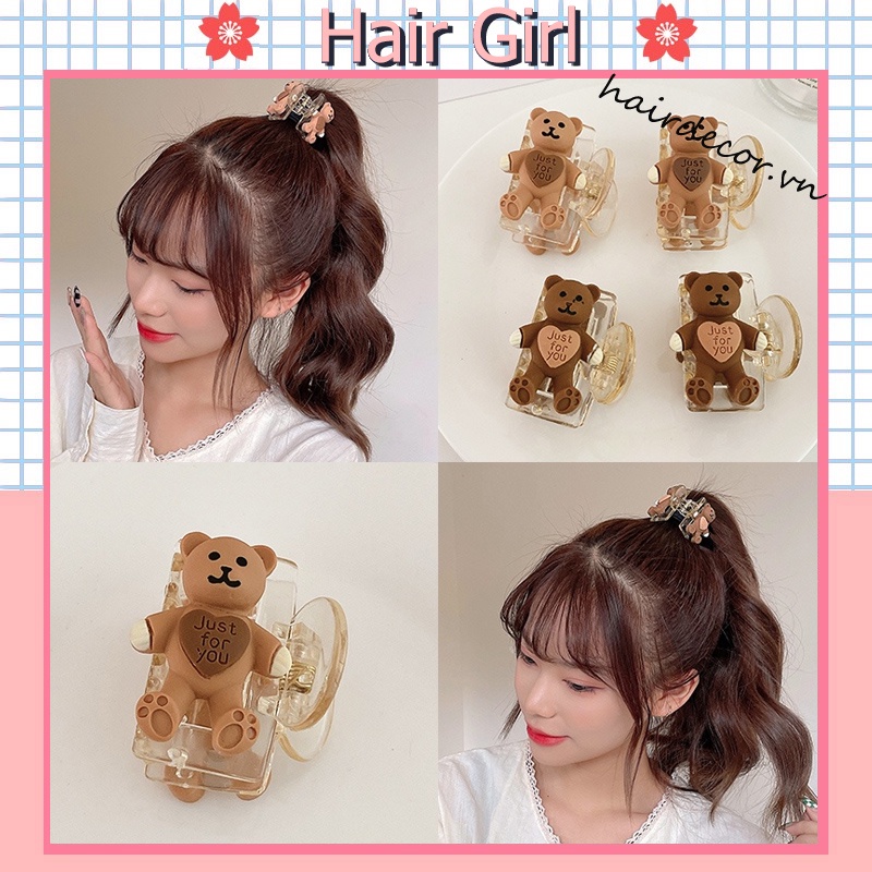 Kẹp tóc càng cua thiết kế gấu hoạt hình phong cách Hàn Quốc đáng yêu