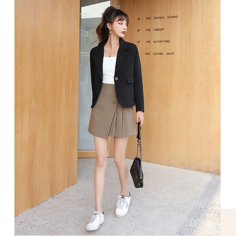 Áo Khoác Vest Dáng Rộng Ngắn Phong Cách Hàn Quốc Thời Trang Mùa Thu Mới Cho Nữ
