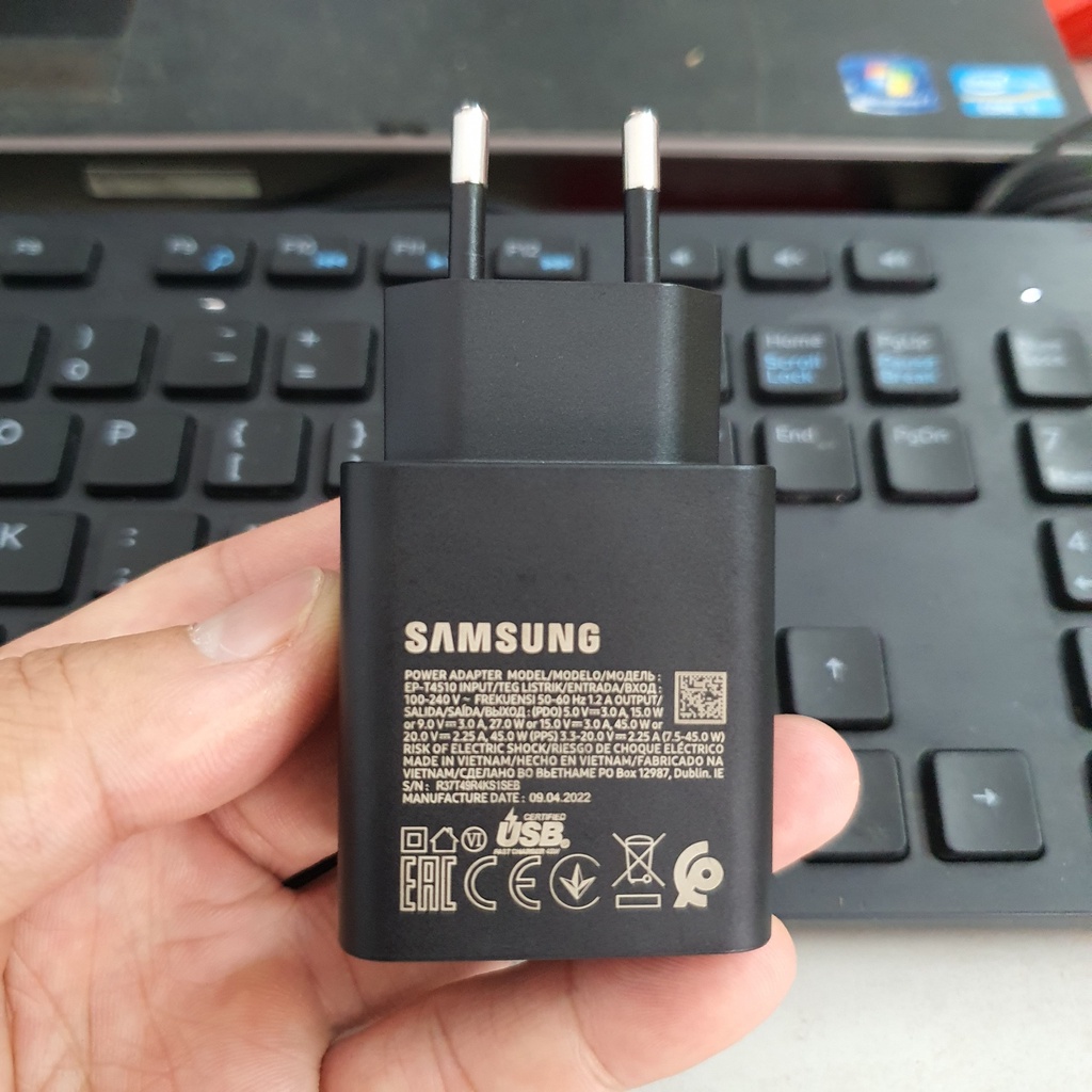 🌟CHÍNH HÃNG 🌟 Bộ Củ Cốc Cáp Sạc Siêu Nhanh 45W PD 3.0 samsung S22 S21 Ultra S10 S10e S9 S8 S20 FE Note 20 10