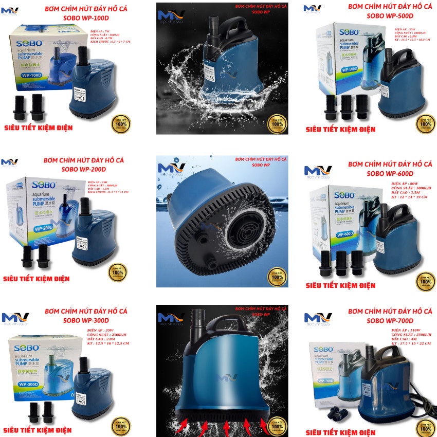 Máy bơm nước máy bơm hút đáy bể cá Sobo WP-100D/200D/300D/500D siêu bền
