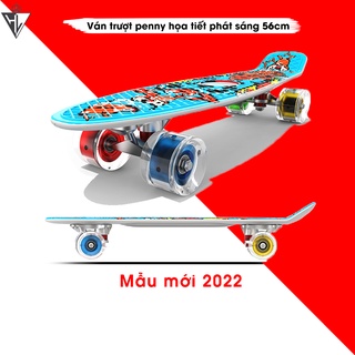 Ván trượt penny KeenStore họa tiết có đèn led 4 bánh 56cm