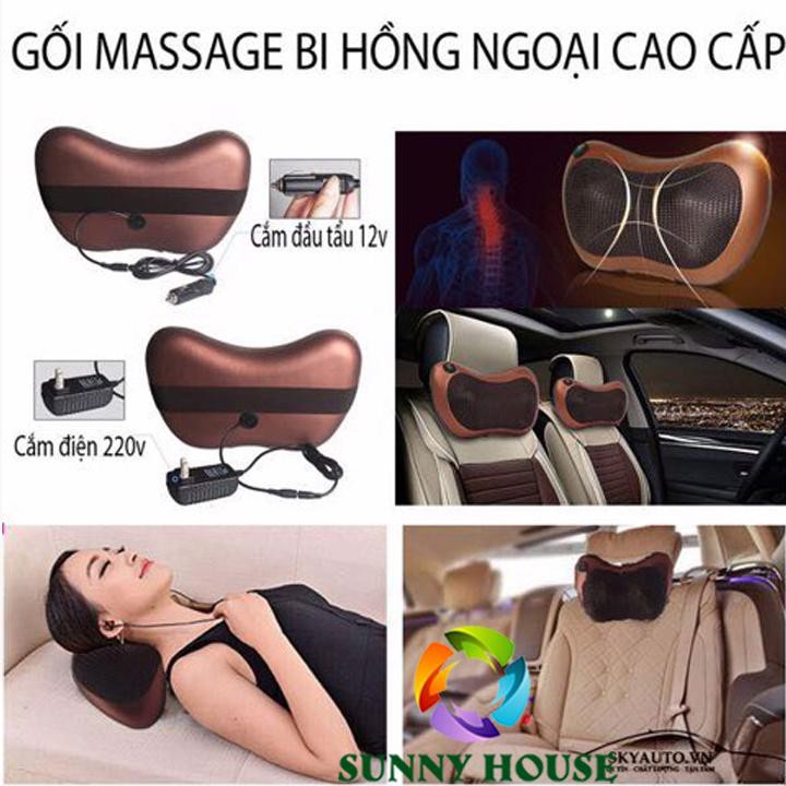 [LOẠI 1]Gối massage hồng ngoại 8 bi, gối massage đa năng HIỆU QUẢ, AN TOÀN