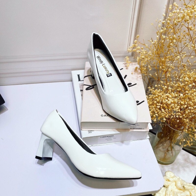 Bán sie giày cao gót công sở da bóng gót dẹt 5p chắc chắn