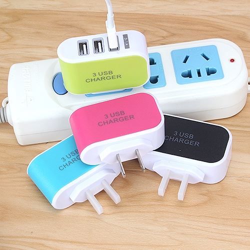 Củ Sạc 3 Cổng USB 3.1A Nhiều Màu