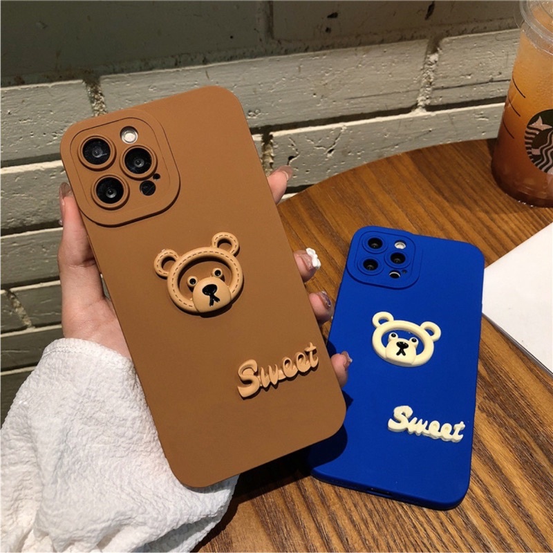 Ốp Lưng Basic Camera Nổi - Mẫu Gấu Sweet Nổi