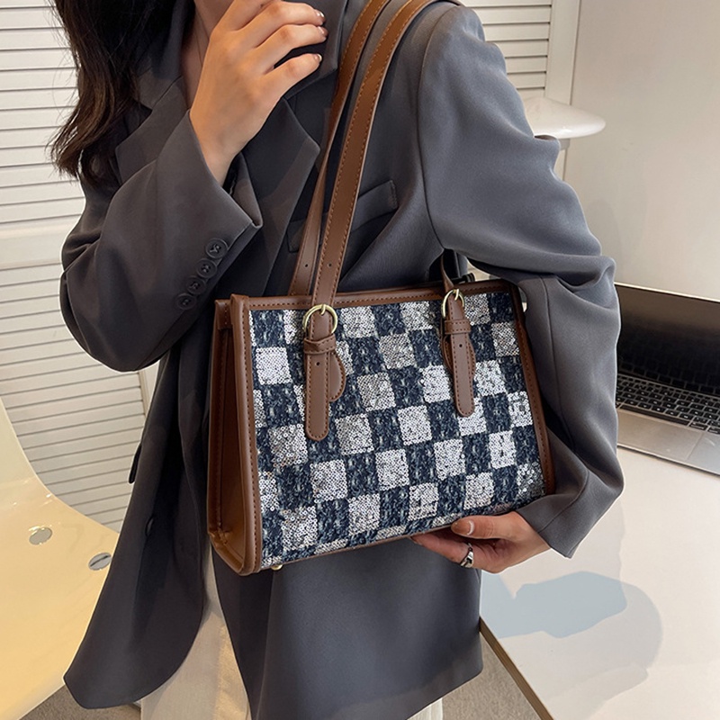 Túi Đeo Vai Bằng Vải canvas Hoa Văn Kẻ Ô Thời Trang Dành Cho Nữ