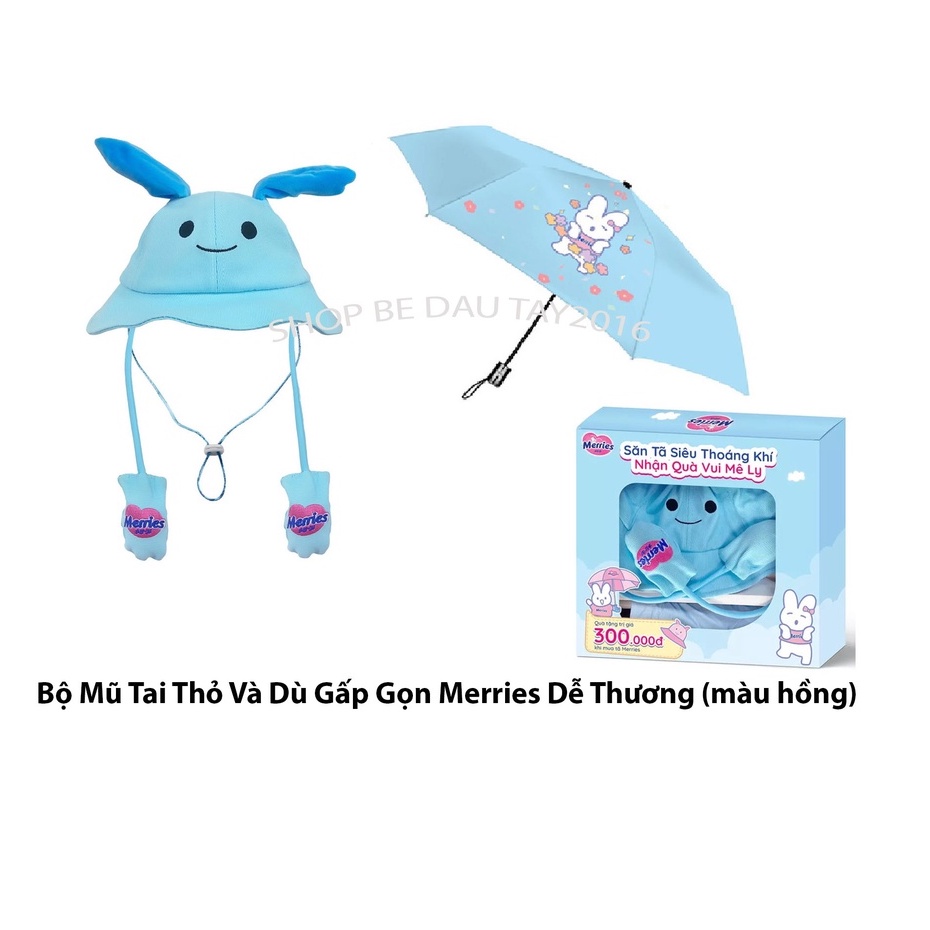 Bộ Mũ Tai Thỏ Và Dù Gấp Gọn Merries Dễ Thương