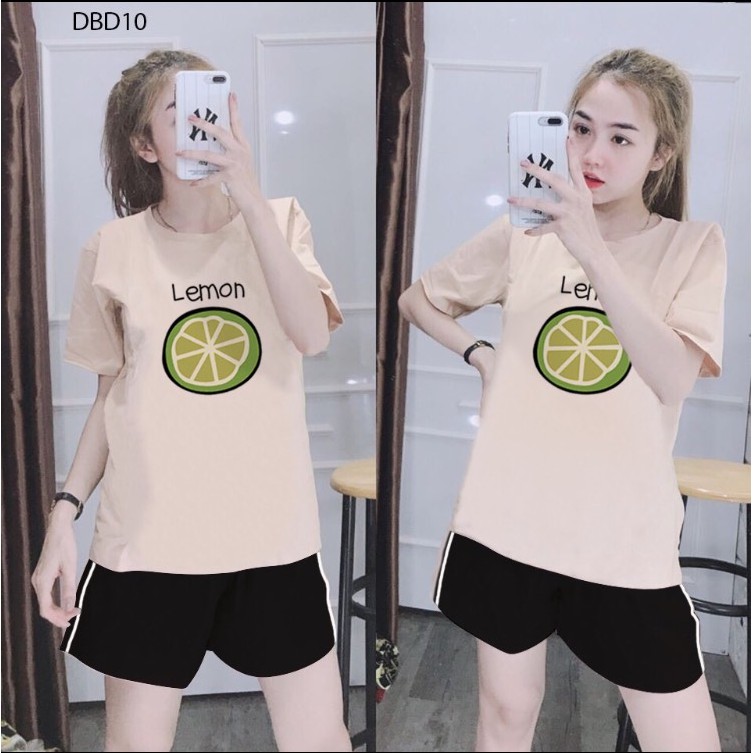 ĐỒ BỘ QUẦN ÁO THUN ĐÙI LEMON THỜI TRANG 3 size 45-60KG