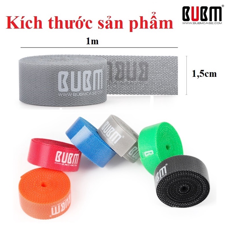 Dây quấn  Velcro BUBM dùng buộc dây sạc, tai nghe, dây điện, dây mạng Gọn Gàng loại 1