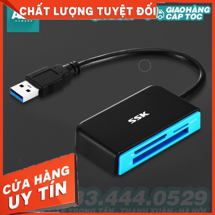 SIÊU RẺ | Đầu đọc thẻ nhớ SSK Chính Hãng - Hỗ trợ thẻ SD / CF / Micro SD - Tốc độ 3.0 - AUG Camera Hà Nội