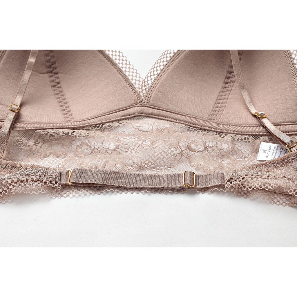 Áo ngực ren hoa hở lưng chuyên dùng mặc váy, bralette không gọng mút mỏng Missie AR03
