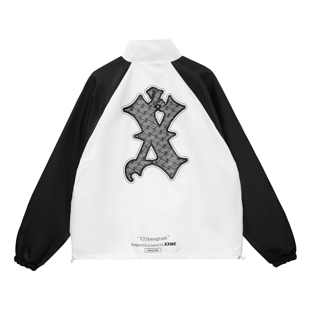 Áo khoác dù nam nữ 2 lớp cao cấp Logo Monogram Raglan Jacket - XXME - Đen/Trắng