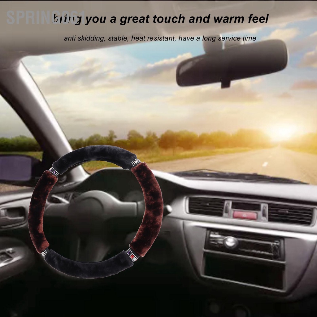 Spring061 15 inch Bao bọc vô lăng đa năng Thân thiện với môi trường Phụ kiện nội thất ô tô sang trọng cho mùa đông ấm áp