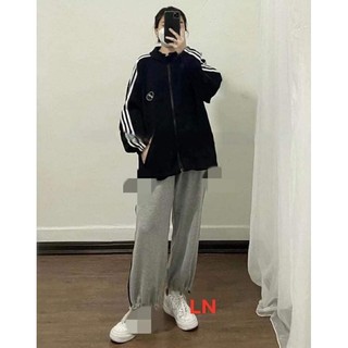 bộ nỉ áo khoác 3 sọc thể thao quần bom xá chun gấu