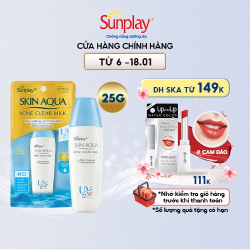 Sữa chống nắng dưỡng da ngừa mụn Sunplay Skin Aqua Acne Clear SPF 50+ PA++++ 25g