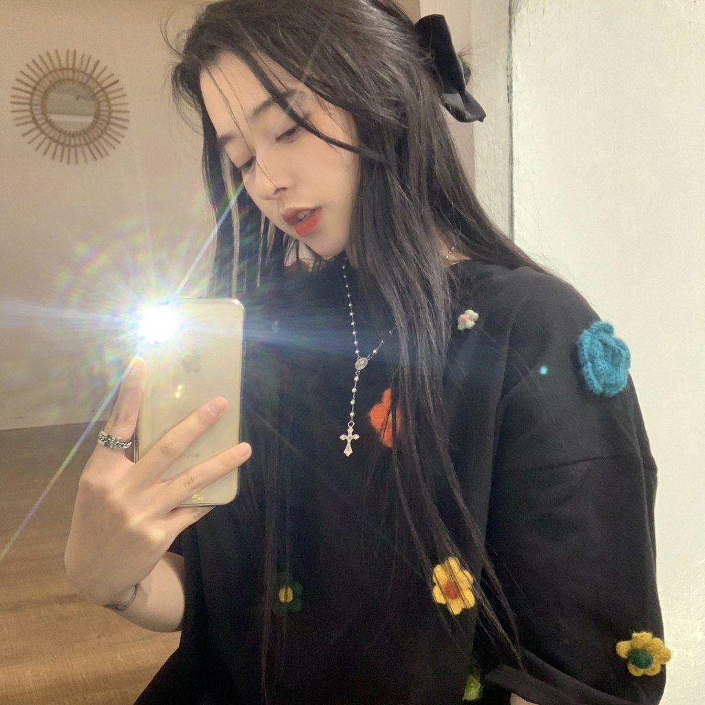 Áo Thun Cotton Tay Ngắn Dáng Rộng In Họa Tiết Hoa Phong Cách Hàn Quốc Thời Trang Mùa Hè Mới 2022 Dành Cho Bạn Nữ