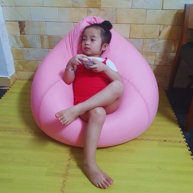 Ghế Lười Hạt Xốp 3ii Home Chất Lượng Cao Hình Giọt Nước Màu Hồng Phấn Size M 80x100cm Chất Liệu Vải Tricot