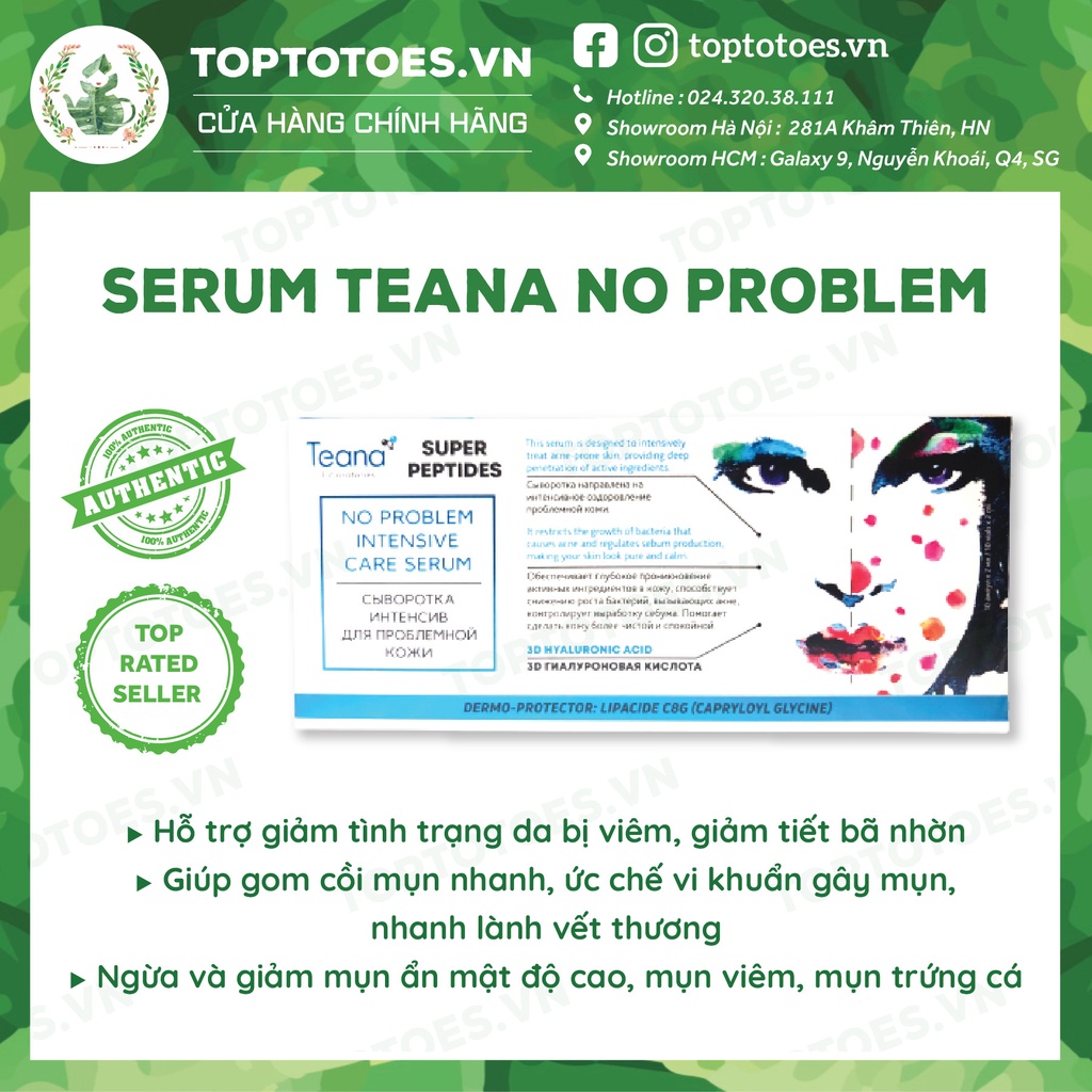 Serum Teana Super Peptides No Problem Intensive Care giảm sưng, đẩy & gom cồi mụn, giảm tiết dầu