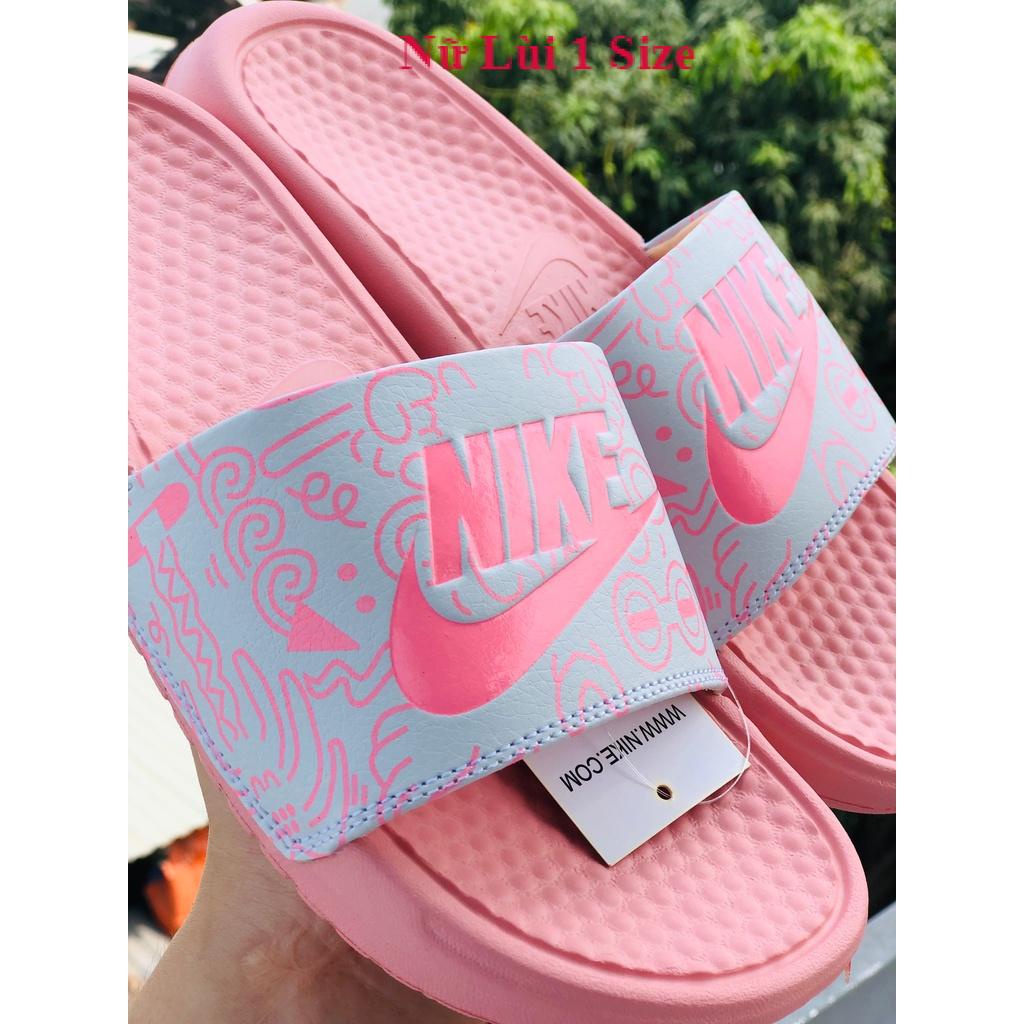 Dép unisex ❤️FREESHIP + Hộp❤️ dép quai ngang thể thao nam nữ mk in 𝐍𝐈𝐊𝐄-𝐂𝐚𝐫𝐭𝐨𝐨𝐧 loại 1 có tem tag màu hồng trắng