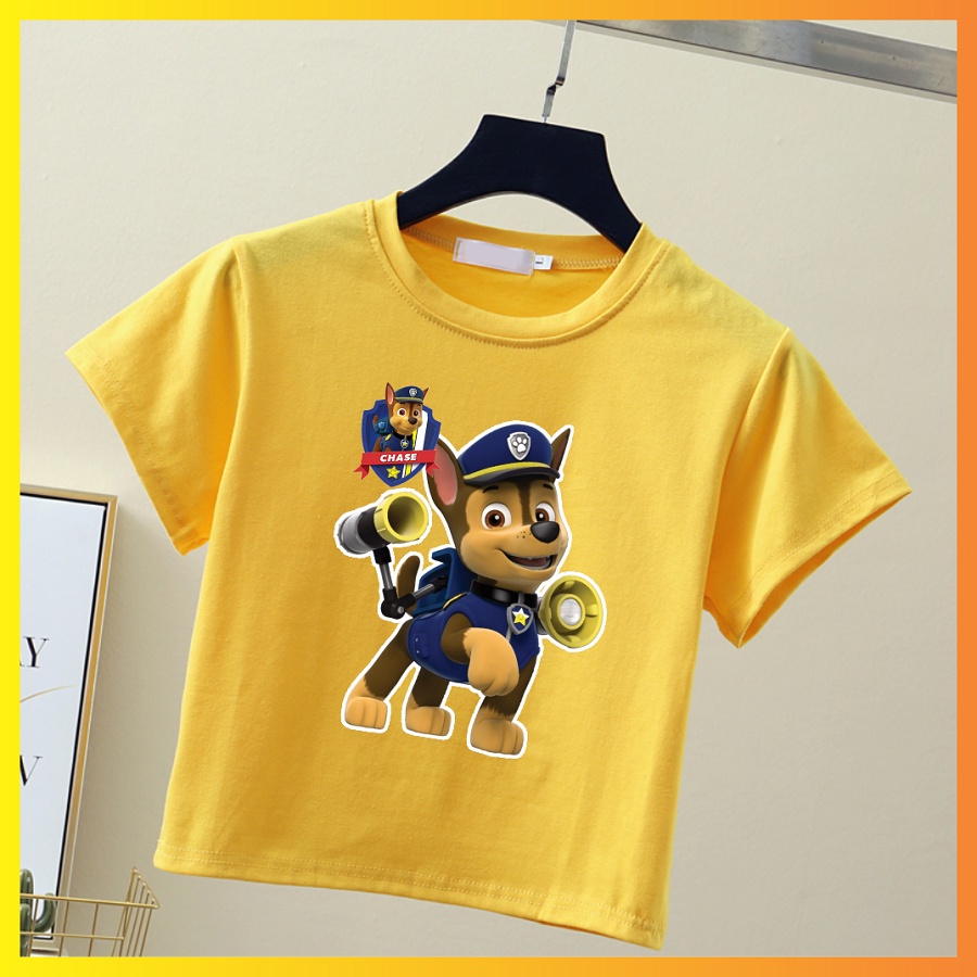 Áo Thun Đội Chó Cứu Hộ Paw Patrol Màu Vàng Cho Bé Trai Bé Gái