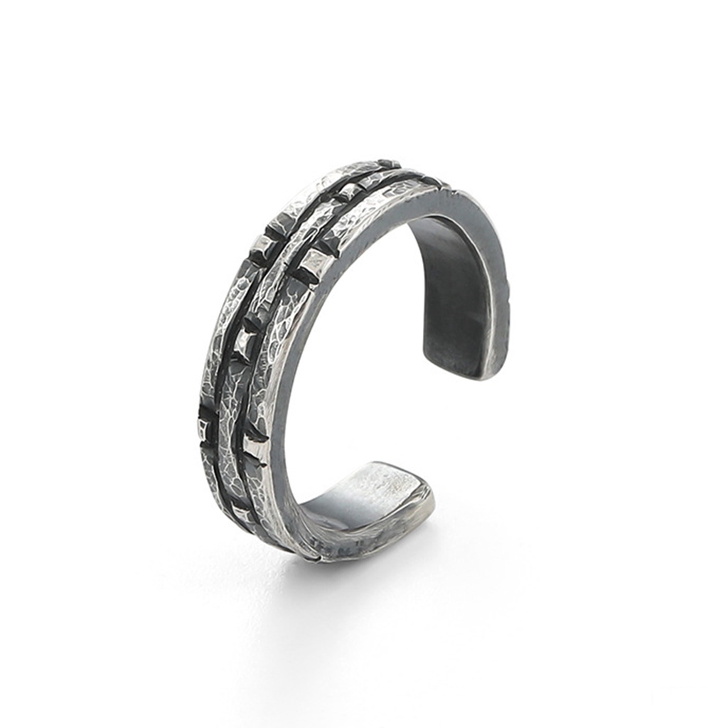 Nhẫn Nam Thiết kế ban đầu Mạ bạc Làm bằng tay Cổ điển Màu bạc Quà tặng Sáng tạo Làm như cũ NH-223