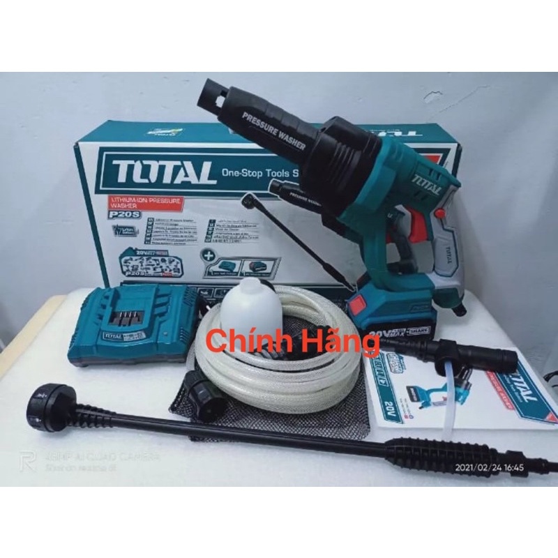 TOTAL Máy xịt rửa áp lực dùng pin Lithium-ion 20V/4.0Ah TPWLI20084 (Cam kết Chính Hãng 100%)