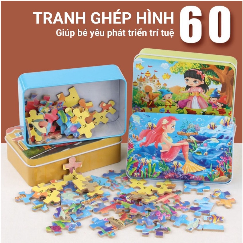 Bộ Tranh Ghép Hình Bằng Gỗ 60 Mảnh Cho bé 3-10 Tuổi Giúp Phát Triển Tư Duy Toàn Diện TEEMO XH07