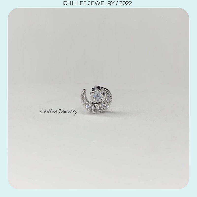 Khuyên tai xỏ titan G23 CHỐNG DỊ ỨNG y tế nữ hình mặt trăng ngôi sao CHILLEE